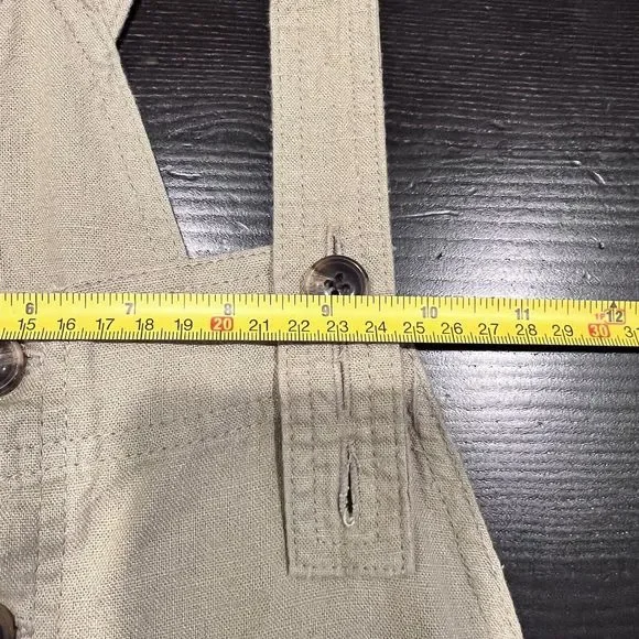 Urban Outfitters Boho Linen Shortall Overalls Quay Olive Green‎ Large NWT - Picture 10 of 12